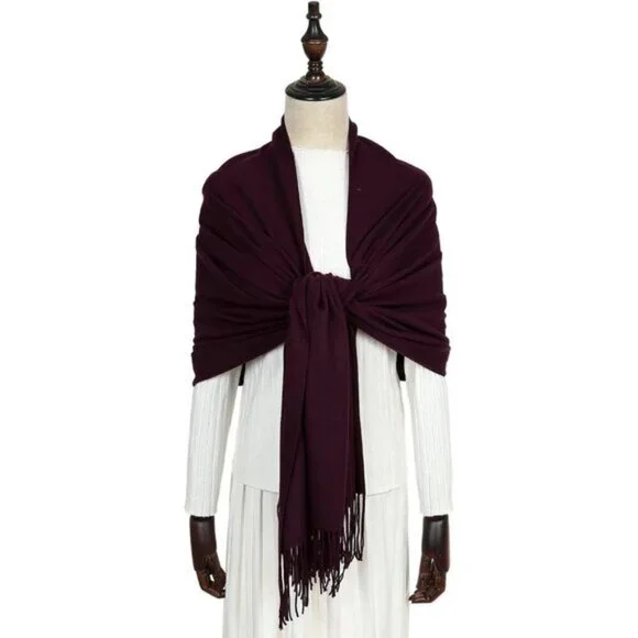 ⚡Women's Dark Purple Pashmina Evening Dress Bridesmaid Winter Warm Long  Scarf